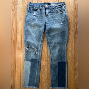 Aeropostale Straight Leg Jeans 8 Colorblock Distressed Ankle Patchwork